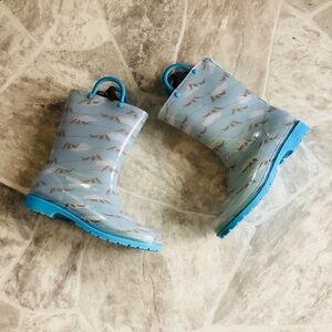 NWOT SPLASH Blue bird cloud rain water boots Size 4 & 5